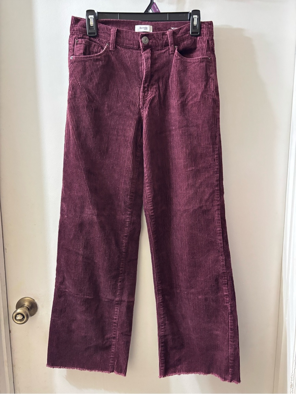 Kensie High-Rise Corduroy Wide-Leg Jeans - Wine